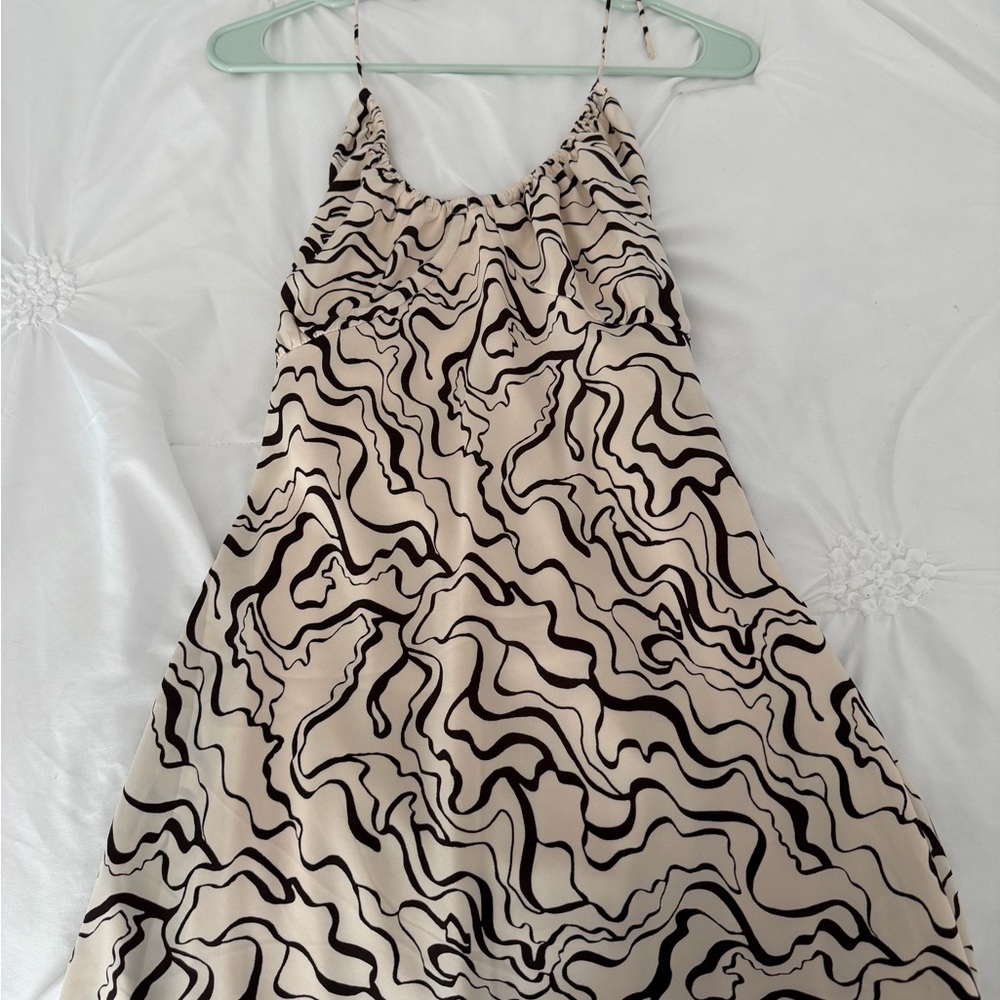 Abercrombie Beige & Brown Abstract Print Slip Dress